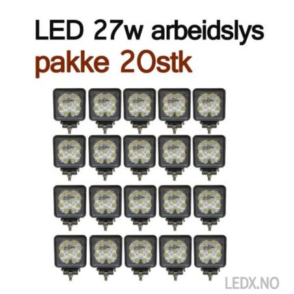LED arbeidslys pakke 20stk. 27watt 12-24V (LED-AP20-12-2427)