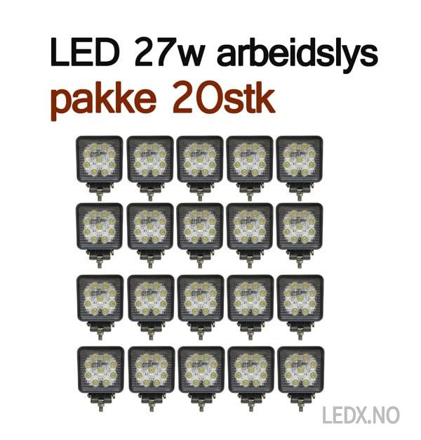 LED arbeidslys pakke 20stk. 27watt 12-24V (LED-AP20-12-2427)