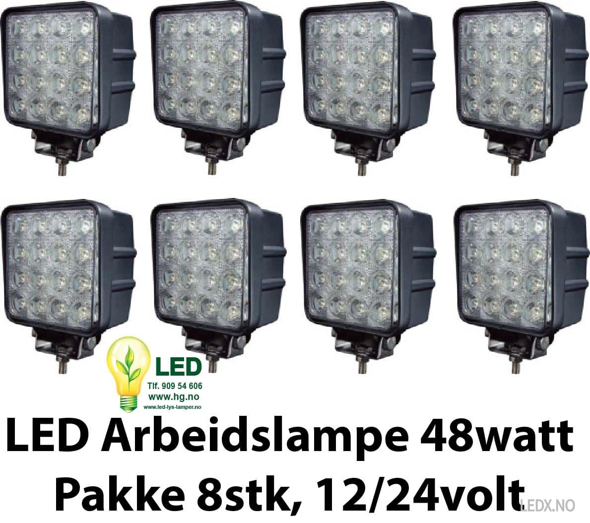 LED 48watt arbeidslamper pakke,8stk.48watt 12-24V (LED-AP8-48)